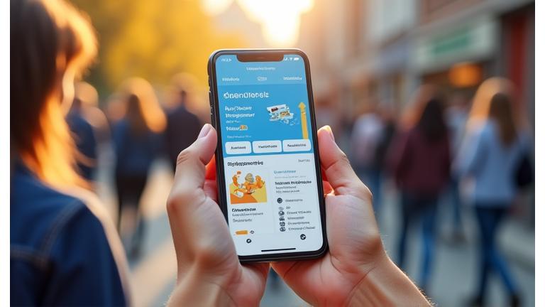 Mockup einer Smartphone-App für Freiwilligenmanagement, die Aufgaben, Skill-Matching und ein soziales Netzwerk für Ehrenamtliche zeigt.