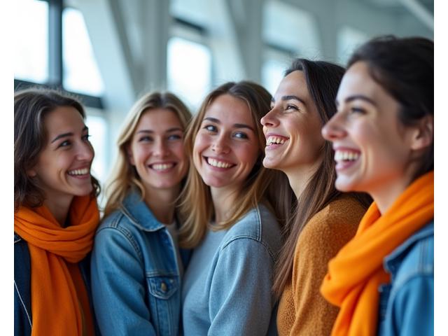Diverse Gruppe von Frauen feiert gemeinsame Erfolge in einem modernen, hellen Besprechungsraum, symbolisiert Empowerment und Gemeinschaft.